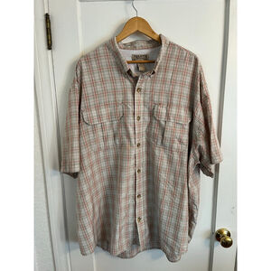 Duluth Trading Co Mens Size 3XL vented Button Up Shirt Athletic Material Plaid O